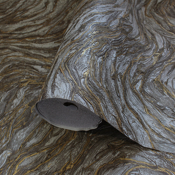 Anthracite and Gold Patterned Wallpaper,Natural Wallpaper, Modern & Minimalist Wall Covering,Modern Look Neutral Colors Glittering Wallcovering