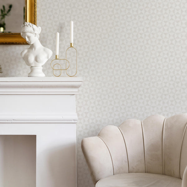 Embossed Cream Patterned Wallpaper,Natural Wallpaper, Modern & Minimalist Wall Covering,Modern Look Neutral Colors Glittering Wallcovering