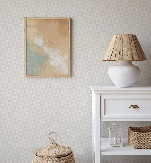 Embossed Cream Patterned Wallpaper,Natural Wallpaper, Modern & Minimalist Wall Covering,Modern Look Neutral Colors Glittering Wallcovering