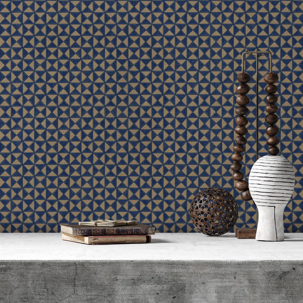 Blue and Cream Patterned Wallpaper,Natural Wallpaper, Modern & Minimalist Wall Covering,Modern Look Neutral Colors Glittering Wallcovering