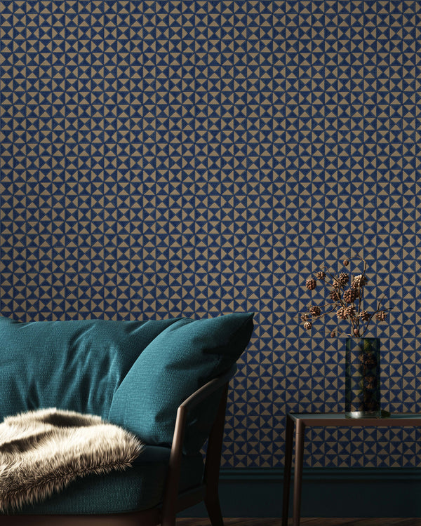 Blue and Cream Patterned Wallpaper,Natural Wallpaper, Modern & Minimalist Wall Covering,Modern Look Neutral Colors Glittering Wallcovering