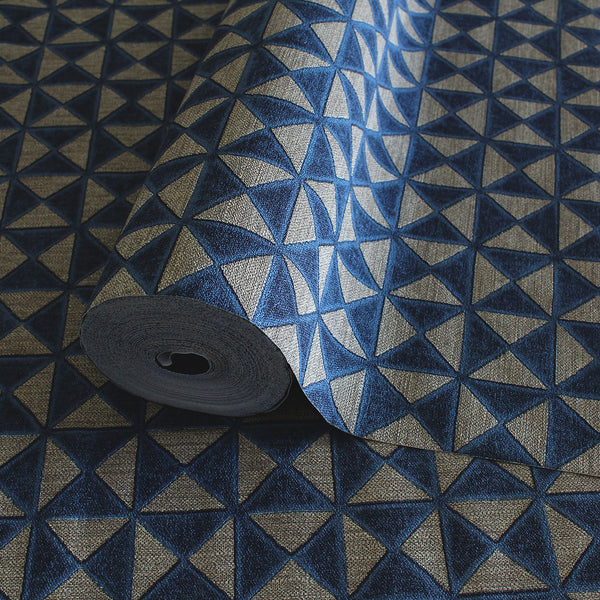 Blue and Cream Patterned Wallpaper,Natural Wallpaper, Modern & Minimalist Wall Covering,Modern Look Neutral Colors Glittering Wallcovering