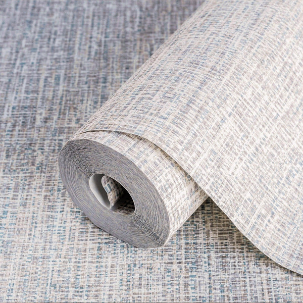 Basket Weave Woven Textile Wallpaper, Beige, Blue Realistic 3D Textured Fabric Linen Multi-Color Wallcovering - Adawall -Houston Wallpaper Store - Walcoverings, Curtains & Wall Panels