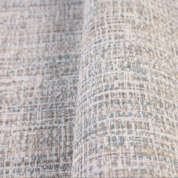 Basket Weave Woven Textile Wallpaper, Beige, Blue Realistic 3D Textured Fabric Linen Multi-Color Wallcovering - Adawall -Houston Wallpaper Store - Walcoverings, Curtains & Wall Panels