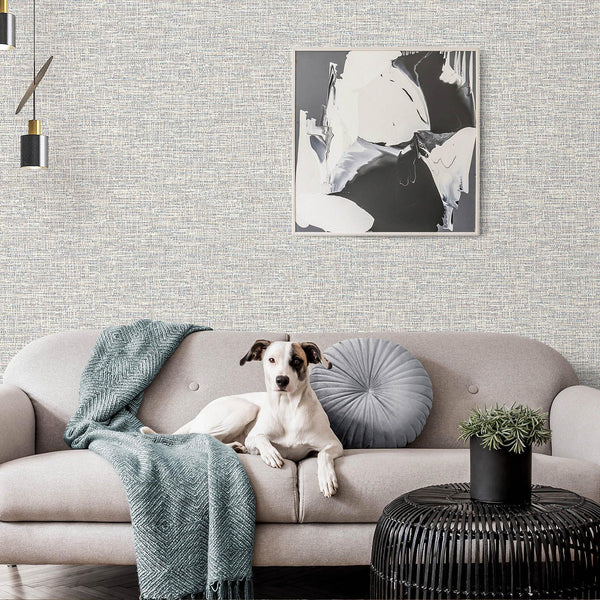 Basket Weave Woven Textile Wallpaper, Beige, Blue Realistic 3D Textured Fabric Linen Multi-Color Wallcovering - Adawall -Houston Wallpaper Store - Walcoverings, Curtains & Wall Panels