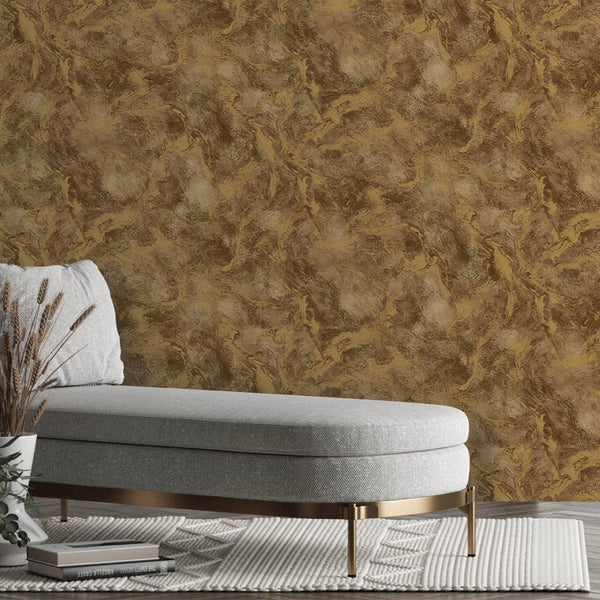 Beautiful Metallic Brown Wallpaper, Rich Textured Wallcovering, Large 114 sqft Roll, Washable, Gold Rusted Effect, Abstract Wallpaper, Brown - Adawall -Houston Wallpaper Store - Walcoverings, Curtains & Wall Panels