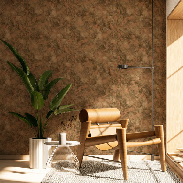 Beautiful Metallic Brown Wallpaper, Rich Textured Wallcovering, Large 114 sqft Roll, Washable, Gold Rusted Effect, Abstract Wallpaper, Shiny - Adawall -Houston Wallpaper Store - Walcoverings, Curtains & Wall Panels