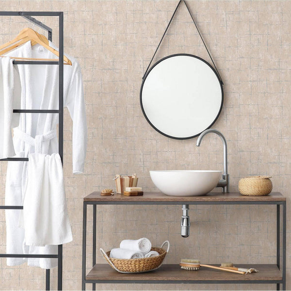 Beige Abstract Metallic Lines Wallpaper, 3D Deep Embosed Silver Gold Rustic Geometric Interior Decor - Adawall -Houston Wallpaper Store - Walcoverings, Curtains & Wall Panels