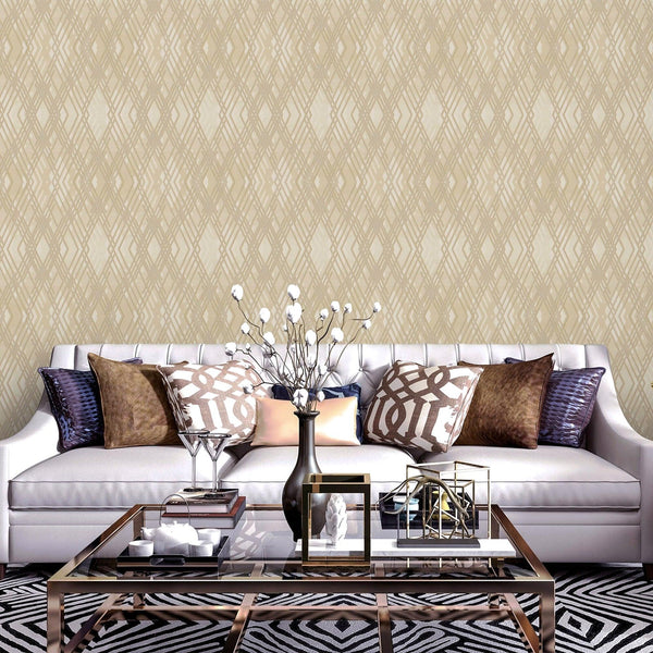 Beige, Brown Luxurious Argyle Pattern Embossed Wallpaper, Diomand Shape 3D Textured Shimmering - Adawall -Houston Wallpaper Store - Walcoverings, Curtains & Wall Panels
