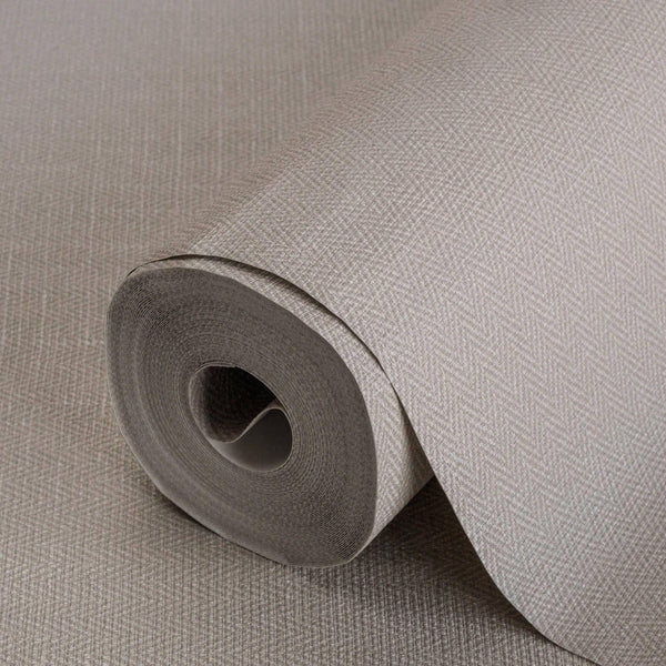 Beige Chevron Wallpaper, Textured Modern Fabric Like Wallcovering, Solid Neutral Colors - Adawall -Houston Wallpaper Store - Walcoverings, Curtains & Wall Panels