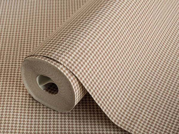 Beige Classic Houndstooth Wallpaper, Textured Non-Adhesive Wallcovering - Adawall -Houston Wallpaper Store - Walcoverings, Curtains & Wall Panels