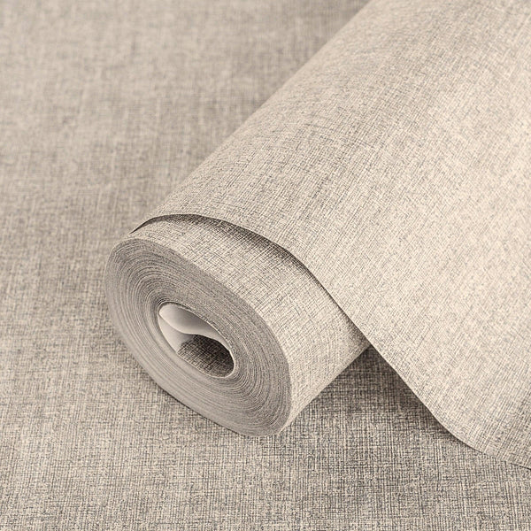 Beige Color Linen Textured Wallpaper, Cream Modern Neutral Colors Non-Pasted Wallcovering - Adawall -Houston Wallpaper Store - Walcoverings, Curtains & Wall Panels
