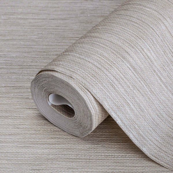 Beige Elegant Striped Embossed Wallpaper, Jute Natural Color Linen Textured Wallcovering - Adawall -Houston Wallpaper Store - Walcoverings, Curtains & Wall Panels