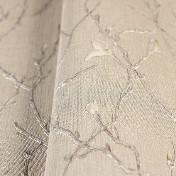 Beige Floral Blossom Embossed Wallpaper, Flower Branches Chinoiserie Wallcovering - Adawall -Houston Wallpaper Store - Walcoverings, Curtains & Wall Panels
