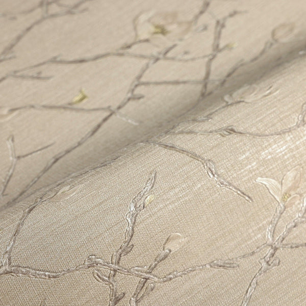 Beige Floral Blossom Embossed Wallpaper, Flower Branches Chinoiserie Wallcovering - Adawall -Houston Wallpaper Store - Walcoverings, Curtains & Wall Panels