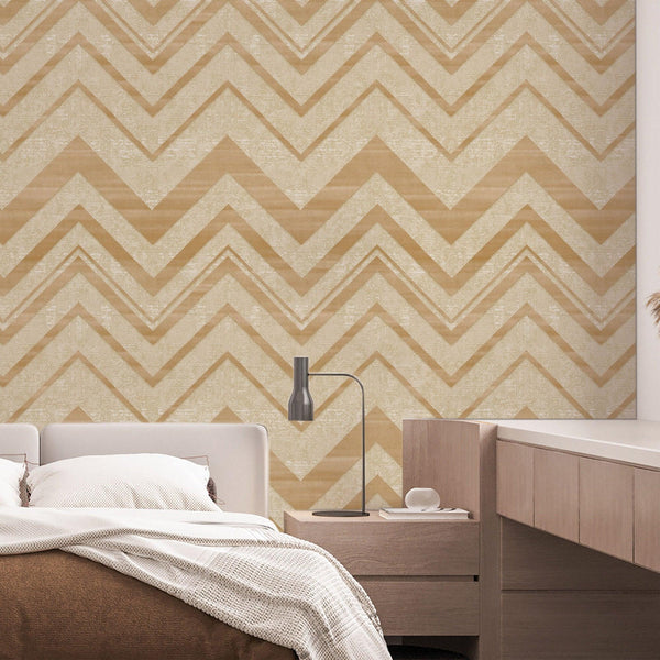 Beige Large Modern Chevron 3D Embossed Wallpaper, Modern Rich Textured Wallcovering - Adawall -Houston Wallpaper Store - Walcoverings, Curtains & Wall Panels