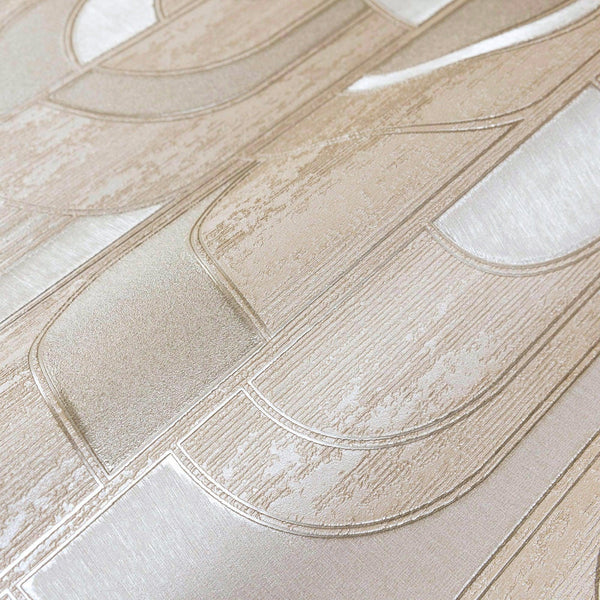 Beige Round Shapes Deep Embossed Wallpaper, Modern Geometric Flocked Wallcovering - Adawall -Houston Wallpaper Store - Walcoverings, Curtains & Wall Panels