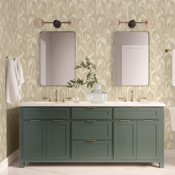 Beige Round Shapes Deep Embossed Wallpaper, Modern Geometric Flocked Wallcovering - Adawall -Houston Wallpaper Store - Walcoverings, Curtains & Wall Panels