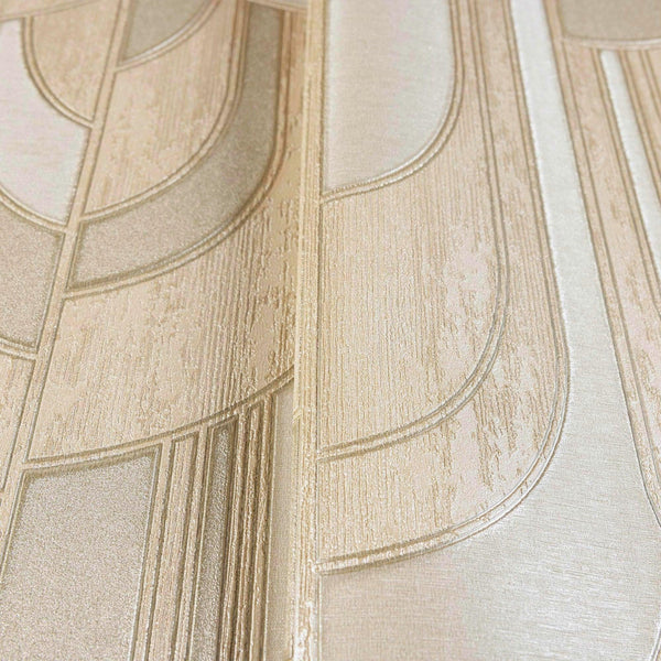 Beige Round Shapes Deep Embossed Wallpaper, Modern Geometric Flocked Wallcovering - Adawall -Houston Wallpaper Store - Walcoverings, Curtains & Wall Panels
