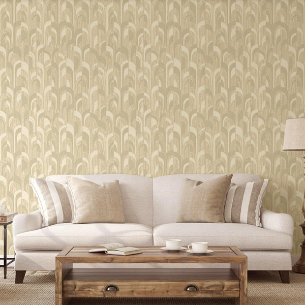 Beige Round Shapes Deep Embossed Wallpaper, Modern Geometric Flocked Wallcovering - Adawall -Houston Wallpaper Store - Walcoverings, Curtains & Wall Panels