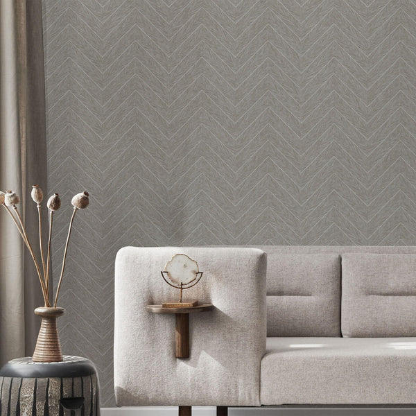Beige Shiny Chevron Wallpaper, Deep Embossed Luxury Shimmering Geometric Pattern Wall Paper - Adawall -Houston Wallpaper Store - Walcoverings, Curtains & Wall Panels