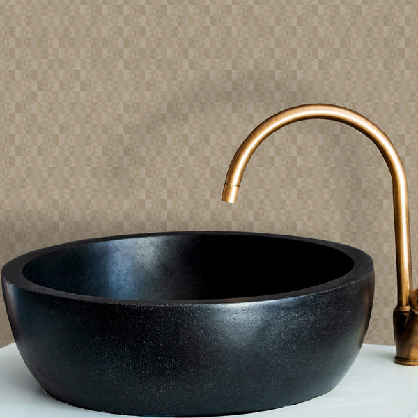 Beige Solid Color Square Pattern Wallpaper, 3D Embossed Glossy Sleek Checkered Geometric Wall Paper - Adawall -Houston Wallpaper Store - Walcoverings, Curtains & Wall Panels