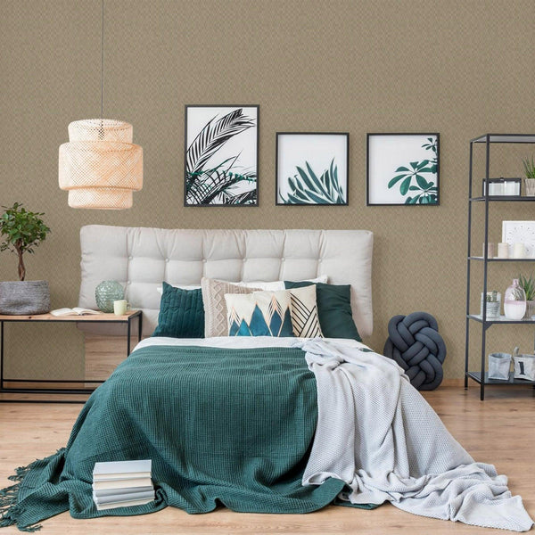 Beige Solid Color Square Pattern Wallpaper, 3D Embossed Glossy Sleek Checkered Geometric Wall Paper - Adawall -Houston Wallpaper Store - Walcoverings, Curtains & Wall Panels