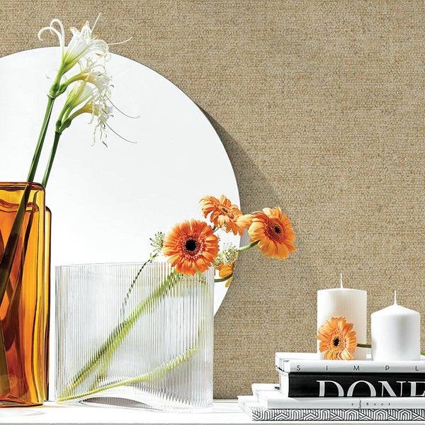 Beige Sparkling Linen Texture Textured Wallpaper, Classical Woven Fabric Decorative Wallcovering - Adawall -Houston Wallpaper Store - Walcoverings, Curtains & Wall Panels