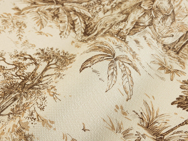 Beige Tropical Toile Textured Wallpaper, Stylish Plants Animals Jungle Forest Theme Wallcovering - Adawall -Houston Wallpaper Store - Walcoverings, Curtains & Wall Panels