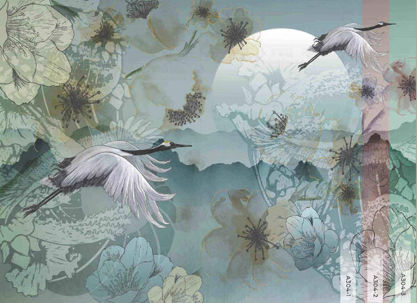 Birds Scene Wallpaper, Botanical Tropical Wallpaper, Nature, Customized Wall Mural, Durable, Non-Woven Wall Paper, Non-Adhesive, Removable - Adawall -Houston Wallpaper Store - Walcoverings, Curtains & Wall Panels