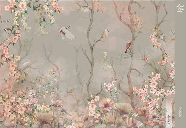 Birds Trees Nature Scene Wallpaper, Tropical Botanical Wall Mural, Green Customized Wallpaper, Home Decor, Bedroom, Store, Forest Large Wall Art - Adawall -Houston Wallpaper Store - Walcoverings, Curtains & Wall Panels