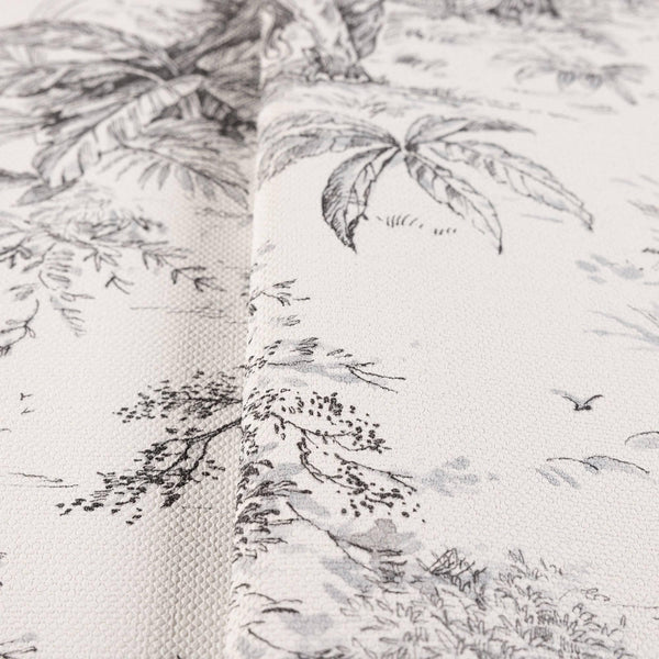Black & White Tropical Toile Textured Wallpaper, Stylish Plants Animals Jungle Forest Theme Wallcovering - Adawall -Houston Wallpaper Store - Walcoverings, Curtains & Wall Panels
