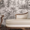 Black & White Tropical Toile Textured Wallpaper, Stylish Plants Animals Jungle Forest Theme Wallcovering - Adawall -Houston Wallpaper Store - Walcoverings, Curtains & Wall Panels