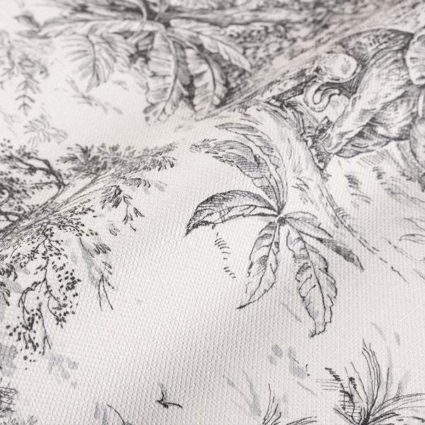 Black & White Tropical Toile Textured Wallpaper, Stylish Plants Animals Jungle Forest Theme Wallcovering - Adawall -Houston Wallpaper Store - Walcoverings, Curtains & Wall Panels