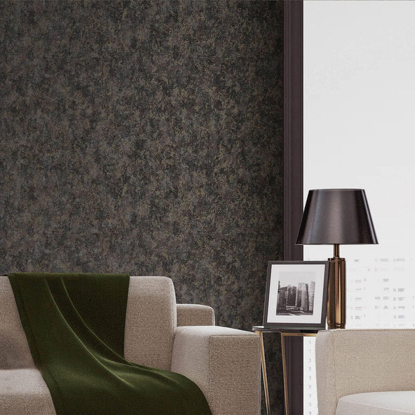 Black Gray Distressed Rustic 3D Embossed Wallpaper, Metallic Rich Textured Industrial Wallcovering - Adawall -Houston Wallpaper Store - Walcoverings, Curtains & Wall Panels