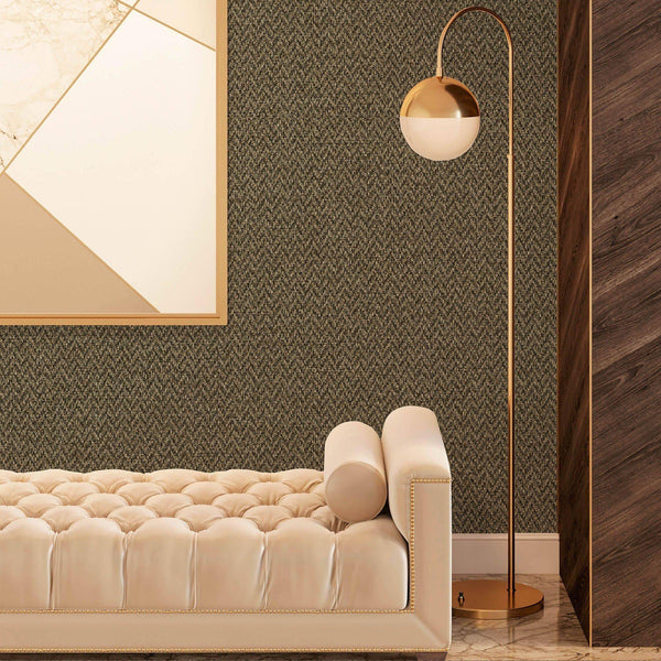 Brown Chevron Wallpaper, Zigzag Pattern Woven Textured Fiber Weave Design, Non-Pasted - Adawall -Houston Wallpaper Store - Walcoverings, Curtains & Wall Panels