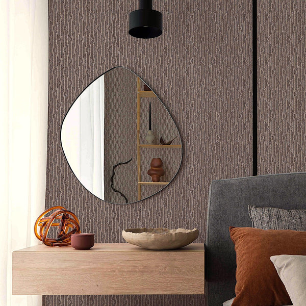 Brown Diamond Shapes Wallpaper, Shiny 3D Deep Embossed Lines Stylish Modern Wallcovering - Adawall -Houston Wallpaper Store - Walcoverings, Curtains & Wall Panels
