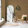 Chevron Wallpaper, Brown, Yellow Geometric Deep Embossed Zigzag Pattern Geometric Wallcovering - Adawall -Houston Wallpaper Store - Walcoverings, Curtains & Wall Panels