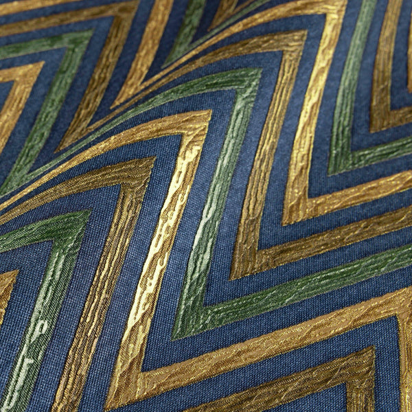 Chevron Wallpaper, Green, Blue, Yellow Geometric Deep Embossed Zigzag Pattern Geometric Wallcovering - Adawall -Houston Wallpaper Store - Walcoverings, Curtains & Wall Panels