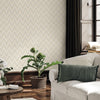 Chevron Wallpaper, Off White, Silver Geometric Deep Embossed Zigzag Pattern Geometric Wallcovering - Adawall -Houston Wallpaper Store - Walcoverings, Curtains & Wall Panels