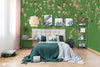 Chinoiserie Birds Floral Wall Mural, Green Flowers Blossom Wallpaper, Large, Oversized Elegant Custom Size Wall Art, Non-Woven, Non-Pasted, Modern - Adawall -Houston Wallpaper Store - Walcoverings, Curtains & Wall Panels