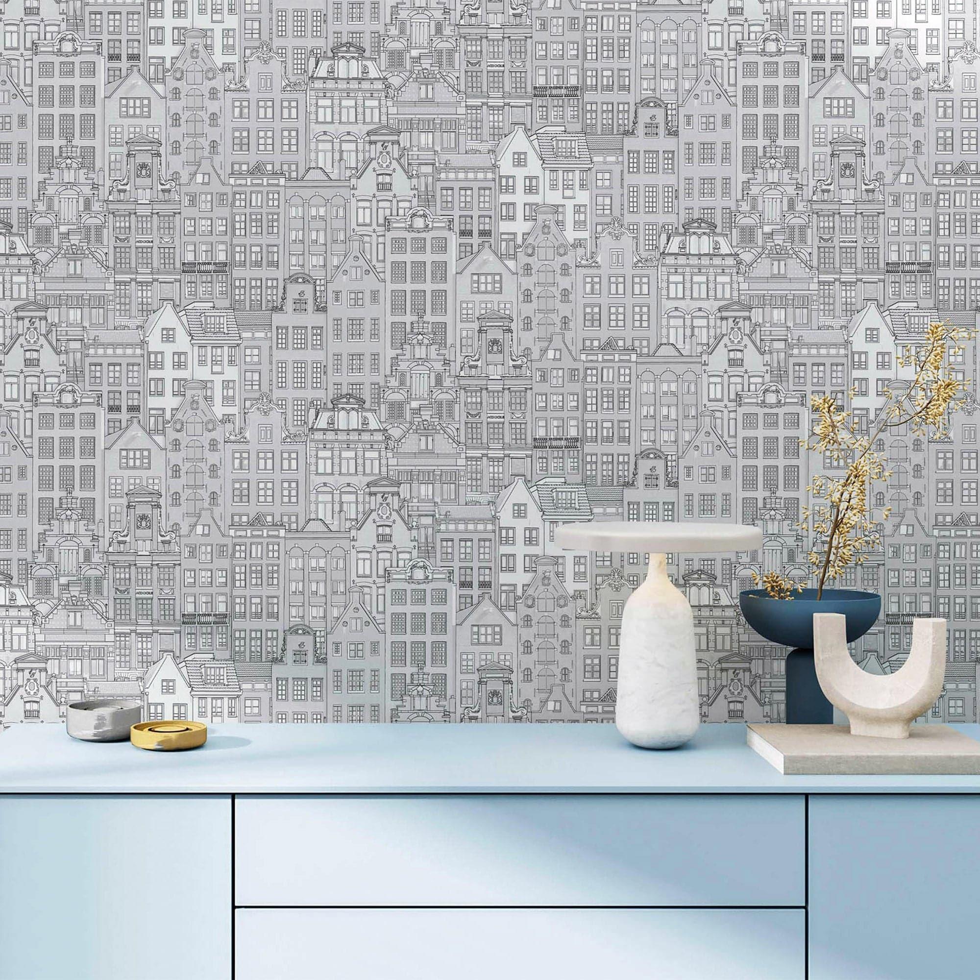 Adawall Wallpaper Store in Houston Cityscape 3D Embossed Wallpaper ...