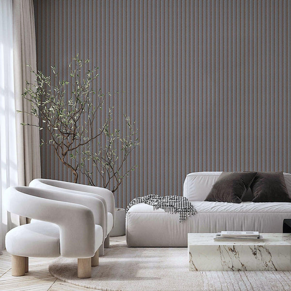 Dark Gray Timeless Quilted Feel Wallpaper, Deep Embossed Chevron Basket Weave Wallcovering, Jute Design - Adawall -Houston Wallpaper Store - Walcoverings, Curtains & Wall Panels