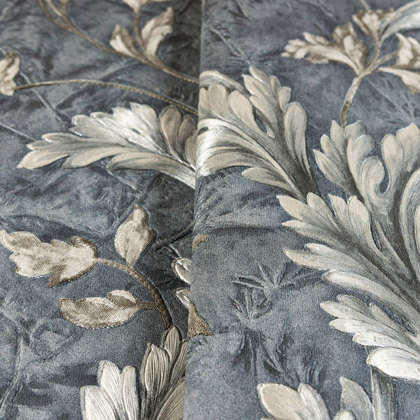 Elegant Blue White Flowered Embossed Wallpaper, Home Wall Decor, Aesthetic Wallpaper, Textured Wallcovering Non-Adhesive- 41.7”W X 393”H - Adawall -Houston Wallpaper Store - Walcoverings, Curtains & Wall Panels