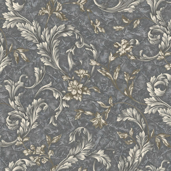 Elegant Blue White Flowered Embossed Wallpaper, Home Wall Decor, Aesthetic Wallpaper, Textured Wallcovering Non-Adhesive- 41.7”W X 393”H - Adawall -Houston Wallpaper Store - Walcoverings, Curtains & Wall Panels