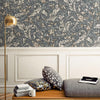 Elegant Blue White Flowered Embossed Wallpaper, Home Wall Decor, Aesthetic Wallpaper, Textured Wallcovering Non-Adhesive- 41.7”W X 393”H - Adawall -Houston Wallpaper Store - Walcoverings, Curtains & Wall Panels