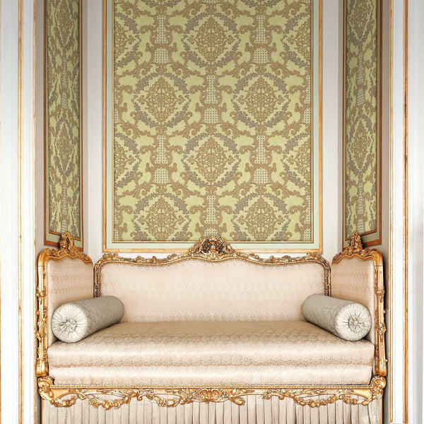 Elegant Damask Deep Embossed Wallpaper,3D Textured Wallcovering, Traditional, Extra Large 114 sq ft Roll, Fabric Feel, Durable, Light Green - Adawall -Houston Wallpaper Store - Walcoverings, Curtains & Wall Panels