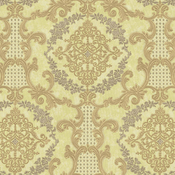 Elegant Damask Deep Embossed Wallpaper,3D Textured Wallcovering, Traditional, Extra Large 114 sq ft Roll, Fabric Feel, Durable, Light Green - Adawall -Houston Wallpaper Store - Walcoverings, Curtains & Wall Panels