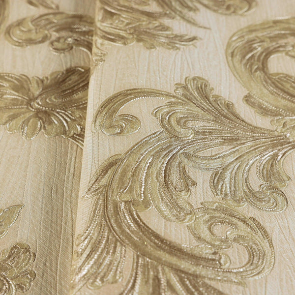 Elegant Damask Embossed Wallpaper, Beige 3D Textured Wallcovering, Traditional, Extra Large 114 sq ft Roll, Stylish Wallpaper, Luxury Floral - Adawall -Houston Wallpaper Store - Walcoverings, Curtains & Wall Panels