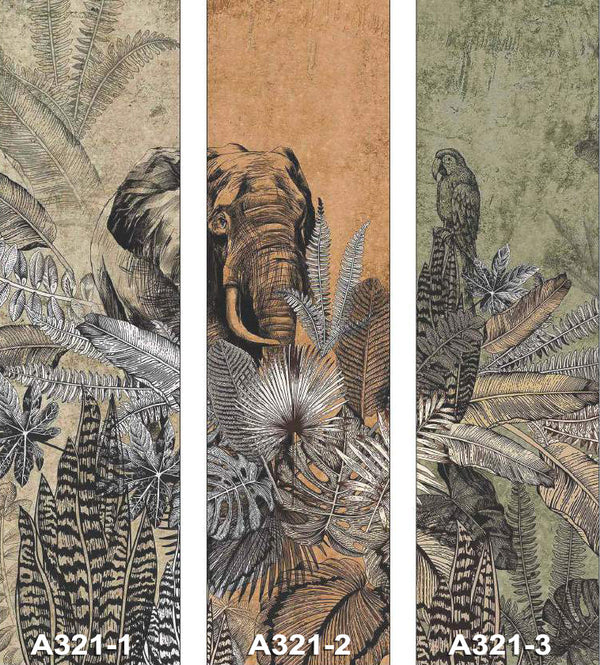 Elephant Jungle Wall Mural, Light Green Forest Animal Theme Wallpaper, Oversized Wall Art, Non-Woven, Non-Pasted, Removable, Exotic Wall Paper, Washable - Adawall -Houston Wallpaper Store - Walcoverings, Curtains & Wall Panels